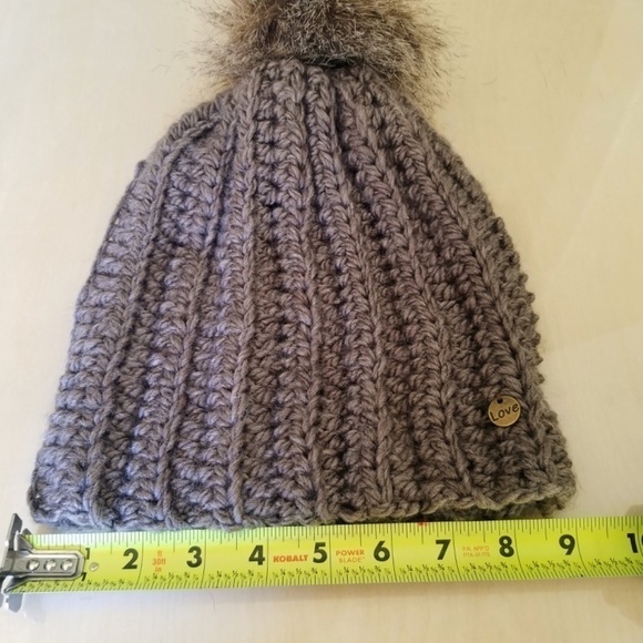 Handcrafted Crochet Beanie Hat- By Mom -Made With Love -Womens Taupe - Picture 6 of 7